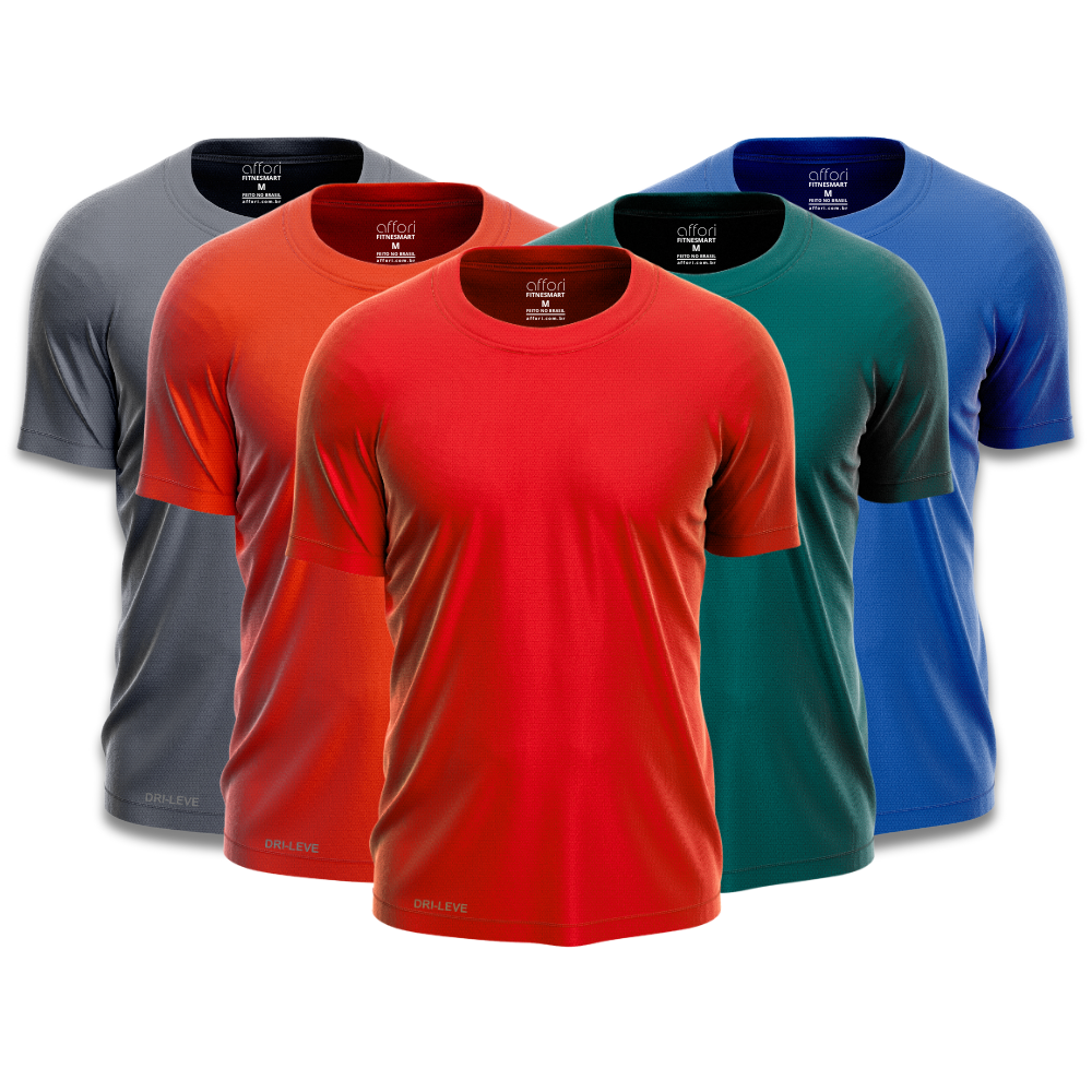 Kit 5 Camisetas Tecnológicas FitneSmart - Anti-Suor