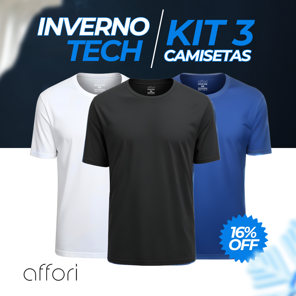 Kit 3 Camisetas Tecnológicas Affori One Ice Touch