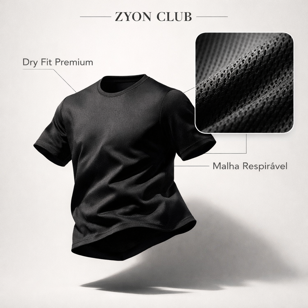 KIT 3 Camisetas Dry-Fit Zyon Club. - Alta tecnologia