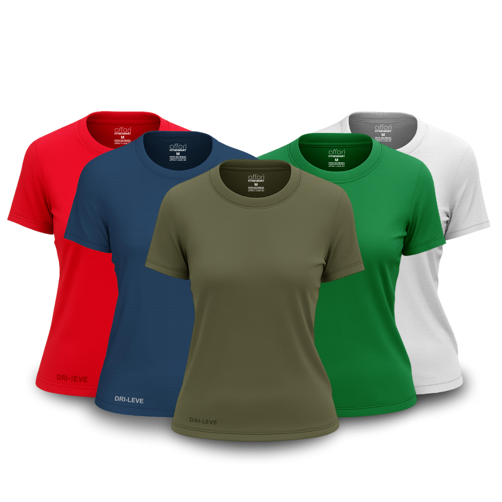 Kit 5 Camisetas Dry Fit Femininas para Academia – Anti Suor
